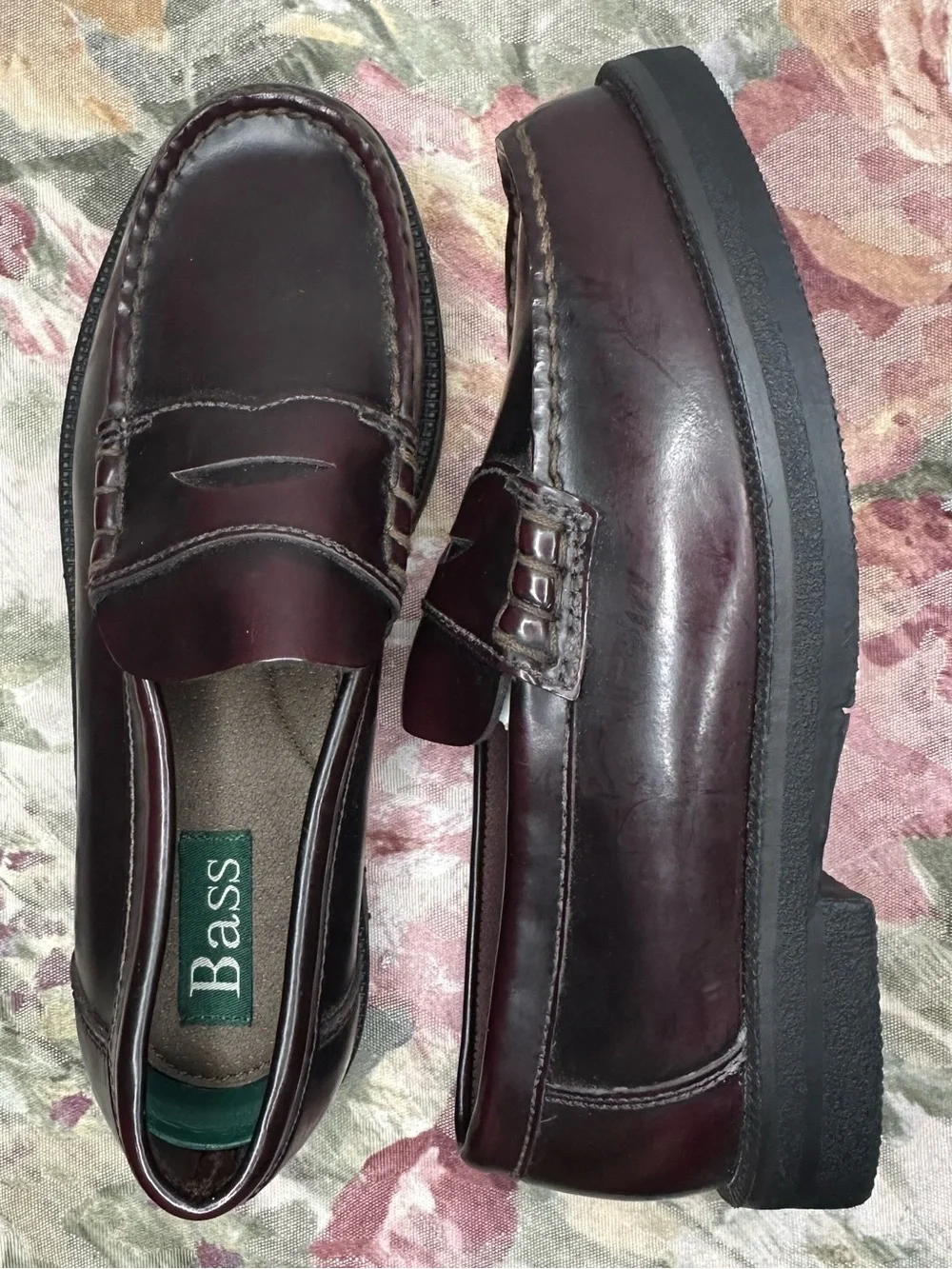 Bass Burgundy Penny Loafers Antaries 202A Leather Upper Size 4M New No Box Wine